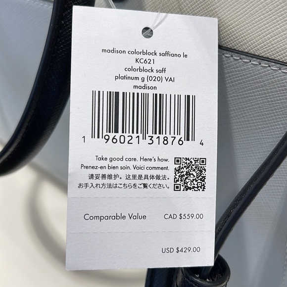 Kate Spade Madison Safiano Leather Medium Satchel Handbag
Platinum Gray
NWT - Picture 12 of 16